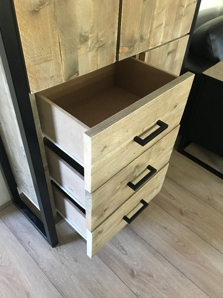 Opbergkast steigerhout, gratis geleverd, Landelijk, industrieel, Eikenhout, 150 tot 200 cm, 25 tot 50 cm