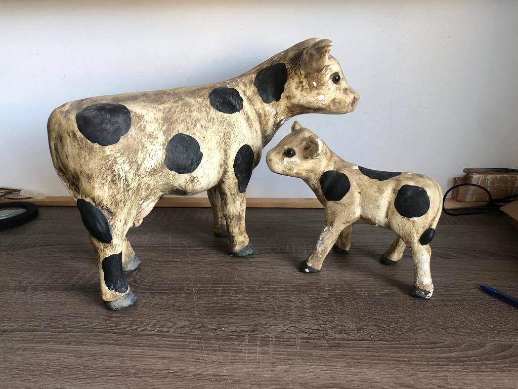 Koe met kalf beeldjes, Verzamelen, Beelden en Beeldjes, Ophalen of Verzenden, Gebruikt, Dier
