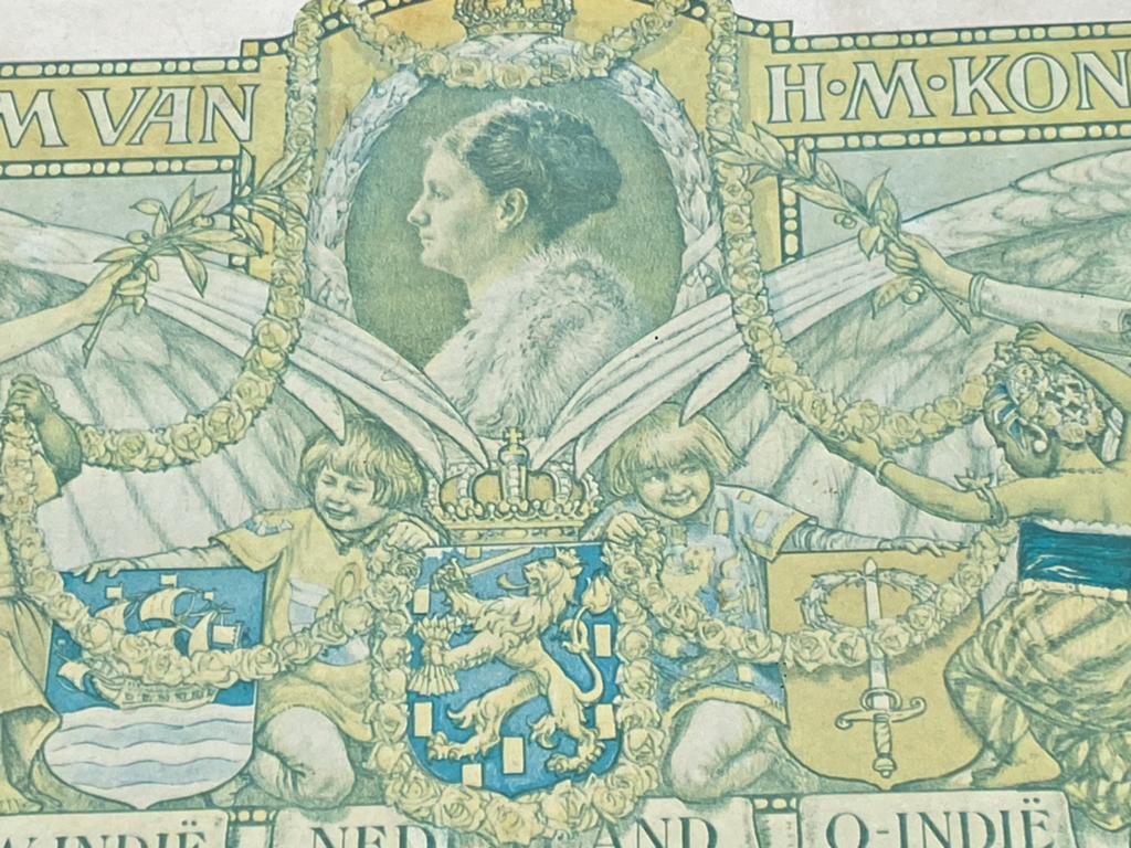 Oude landkaart Nederland regeringsjubileum Koningin Wilhelmi, Ophalen, 1800 tot 2000, Nederland, Landkaart