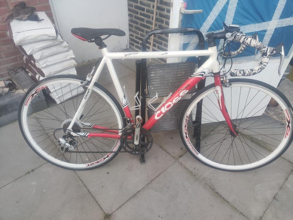 Cross racefiets - Wit/Rood - Gebruikt, Fietsen en Brommers, Fietsen | Racefietsen, Overige merken, 28 inch, Gebruikt, Heren
