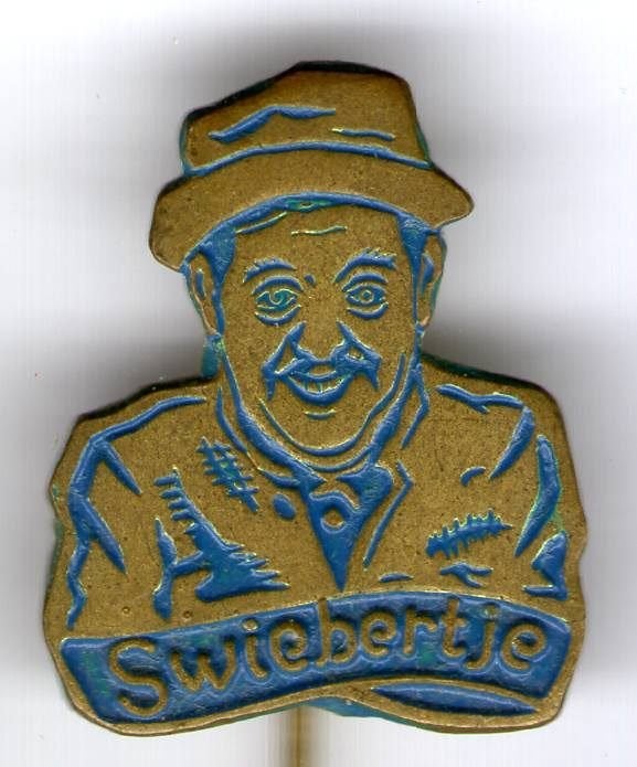 Swiebertje blauw op koper TV figuur speldje ( T_027), Verzamelen, Speldjes, Pins en Buttons, Verzenden, Zo goed als nieuw, Figuurtje
