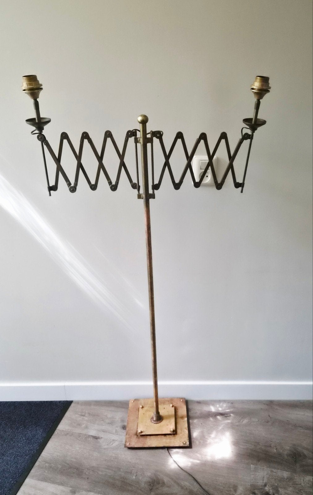 Unieke Art Deco Schaarlamp Staande Lamp van Messing, Ophalen