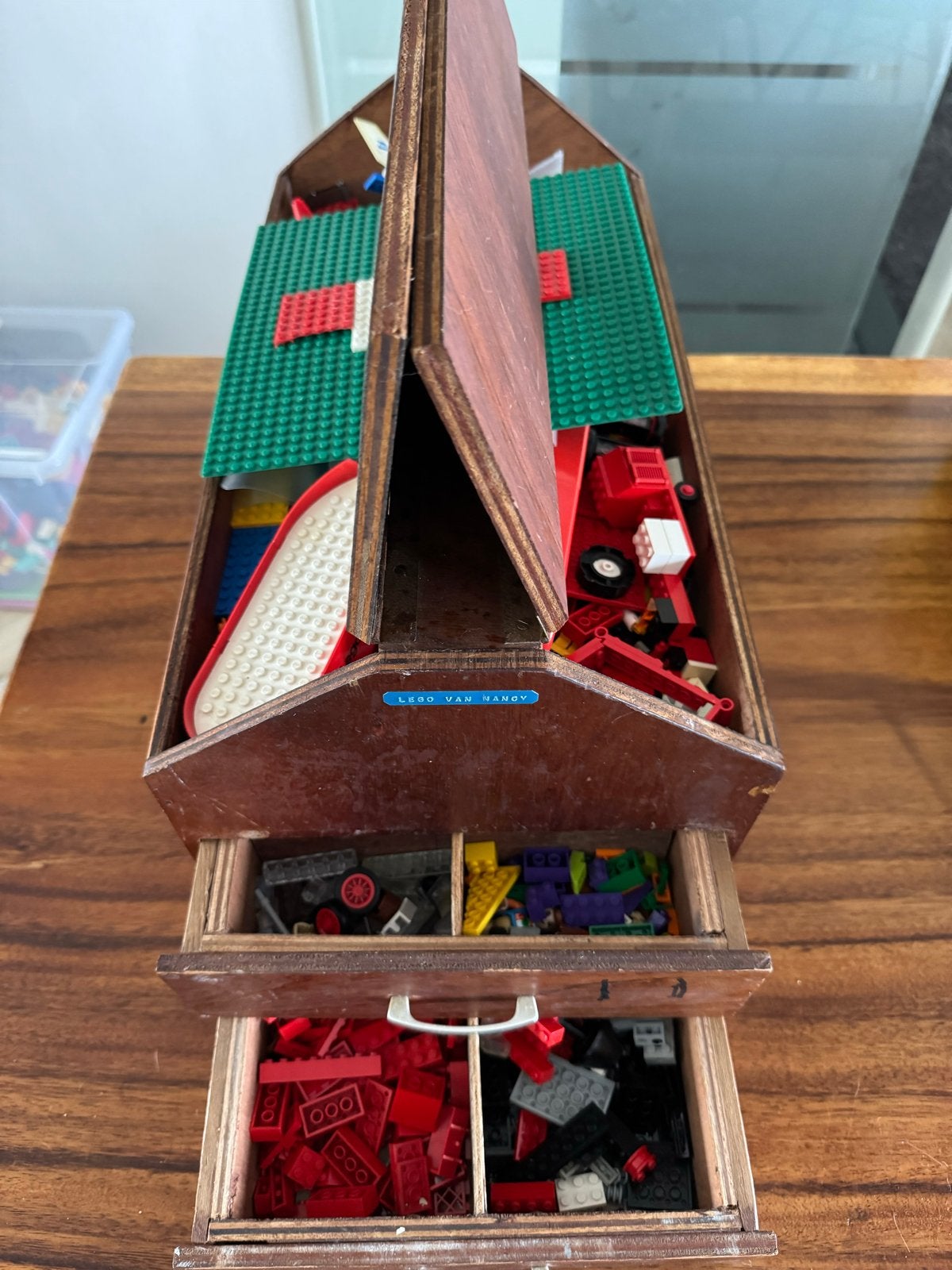 Vintage Lego in houten kist met lades, Ophalen, Gebruikt