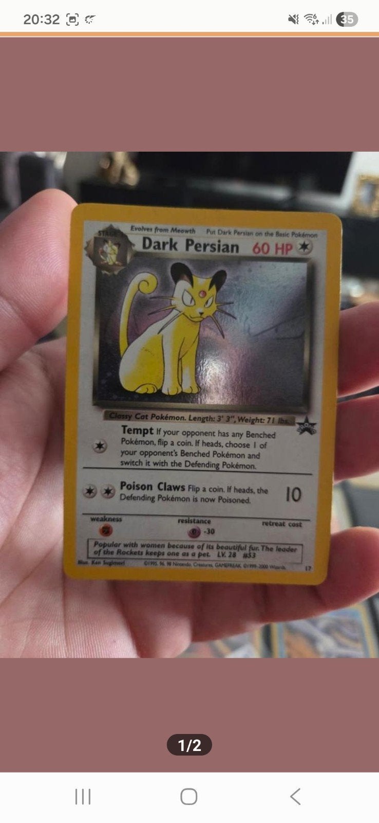 Wotc black star persian, Ophalen of Verzenden, Zo goed als nieuw