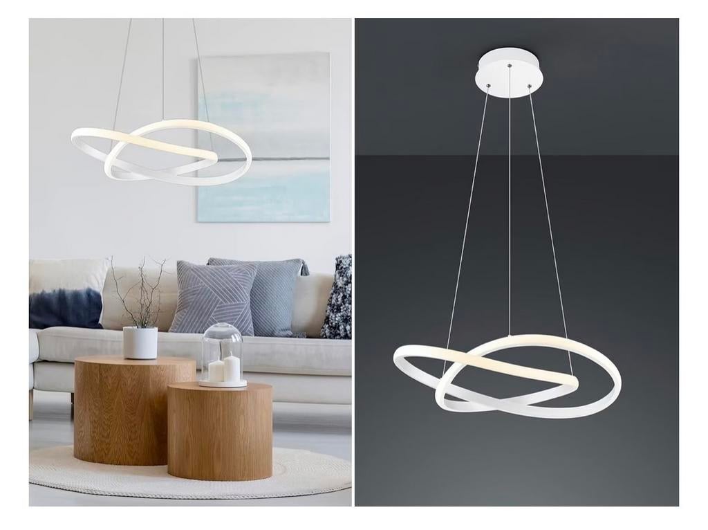 Witte LED hanglamp, 60cm, Ophalen, 50 tot 75 cm, Zo goed als nieuw, Metaal