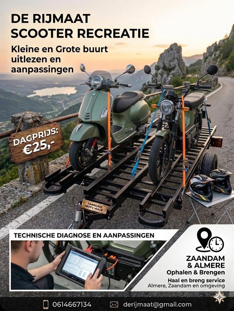 Motor & Scooter Aanhanger te Huur - Zaandam & Almere, Ophalen of Verzenden