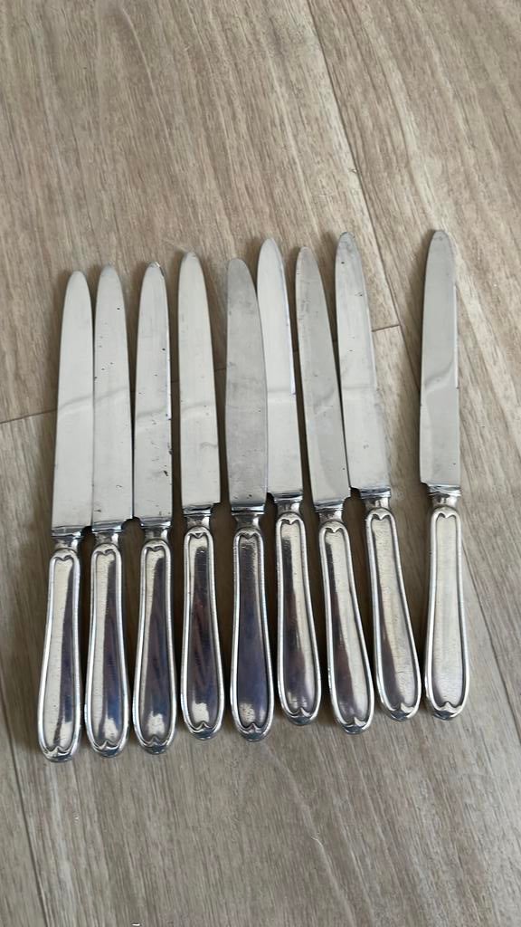 Verzilverde ontbijtmessen / dessertmessen, Huis en Inrichting, Ophalen of Verzenden, Zilver