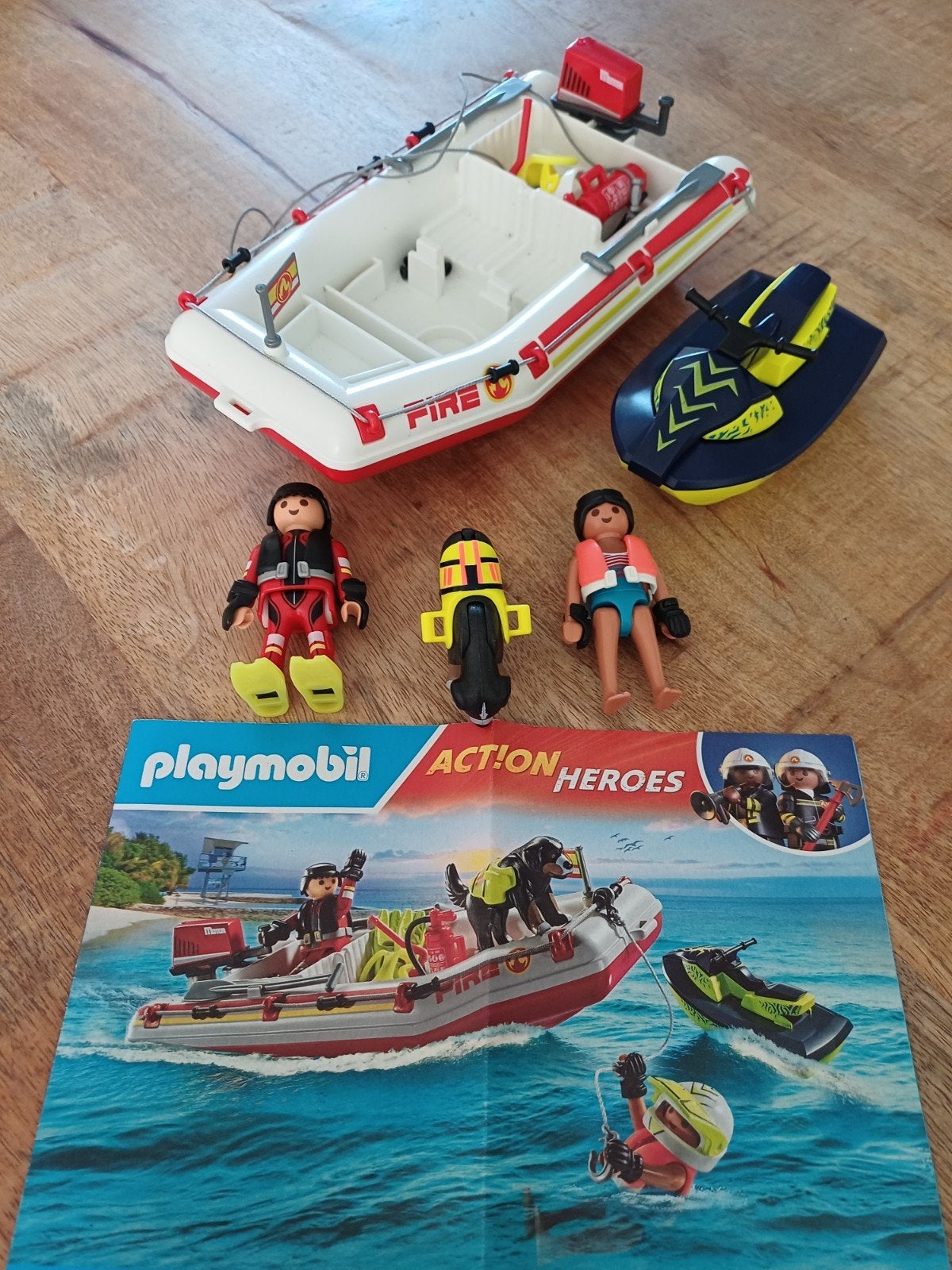 Playmobil Brandweerboot met waterscooter en figuren, Kinderen en Baby's, Speelgoed | Playmobil, Complete set, Ophalen of Verzenden