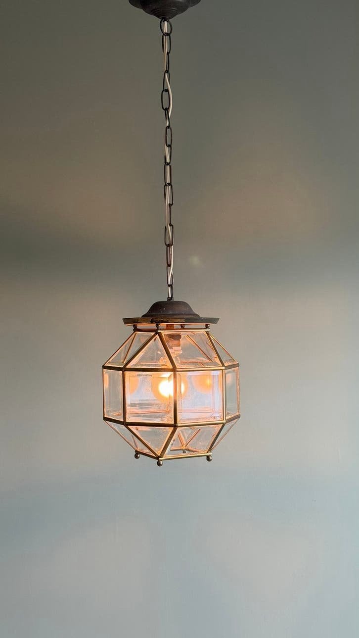 Hanglamp hallamp plafondlamp Amsterdamse school art deco, Gebruikt, Glas, Art deco, Amsterdamse School, E27 (groot)