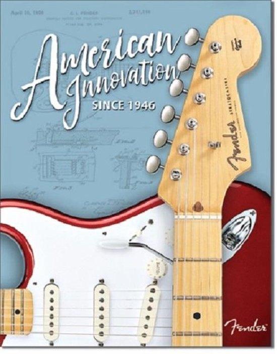 Fender  Innovation Since 1948.  ​  Metalen wandbord ., Reclamebord, Nieuw, Ophalen of Verzenden, Desperate enterprises