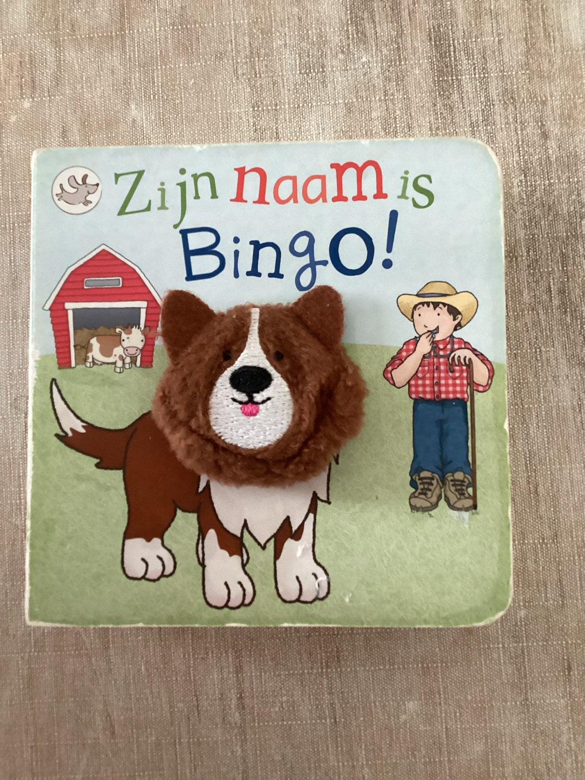 Vingerpopboekje 'Zijn naam is Bingo!' - Interactief voor bab, Boeken, Kinderboeken | Baby's en Peuters, Ophalen of Verzenden, Zo goed als nieuw