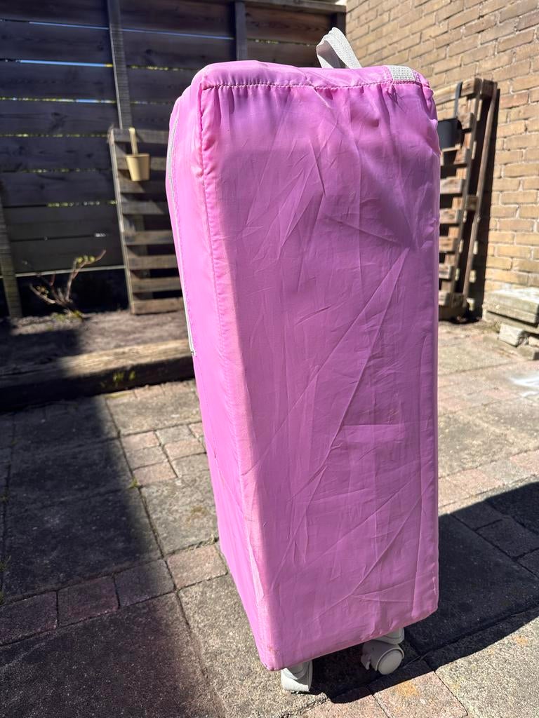 Chicco Campingbedje Roze met Wieltjes, Ophalen, Gebruikt, Rechthoekig, Wieltjes