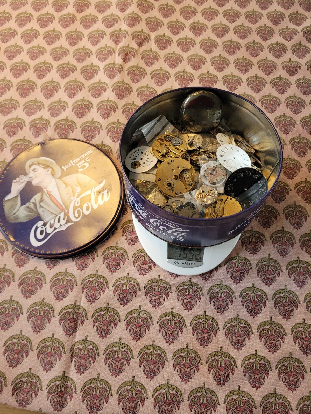 Partijen van vintage horloge onderdelen in Coca-Cola blik, Ophalen of Verzenden