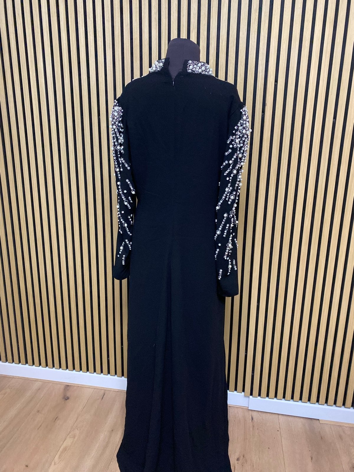 Elegante Abaya met Parel- en Kristalversiering, Overige typen, Zwart, Maat 46/48 (XL) of groter, Ophalen of Verzenden
