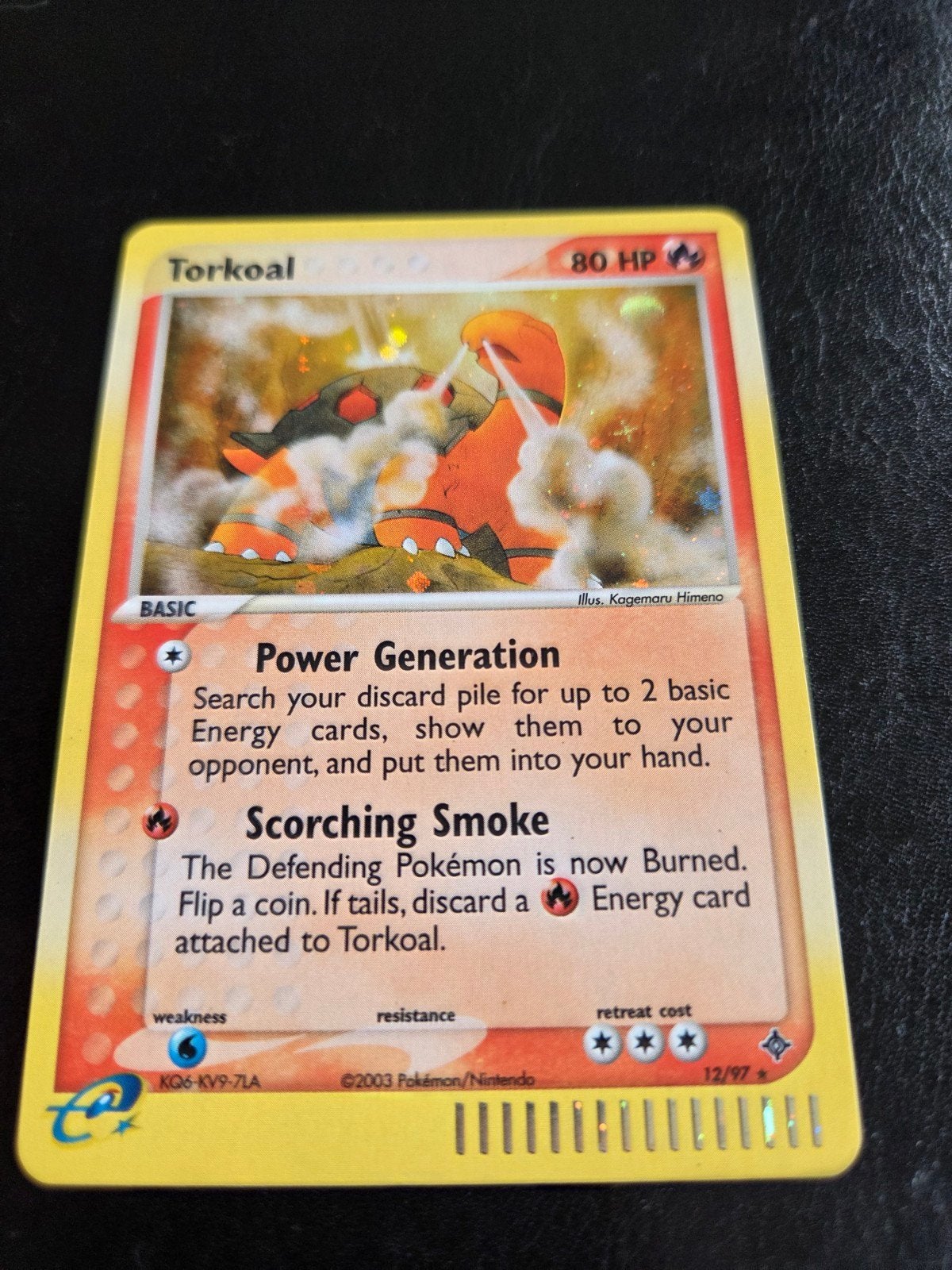 Pokémon Torkoal 12/97 Holo Foil EX Dragon Kaart, Ophalen of Verzenden, Gebruikt, Losse kaart, Foil