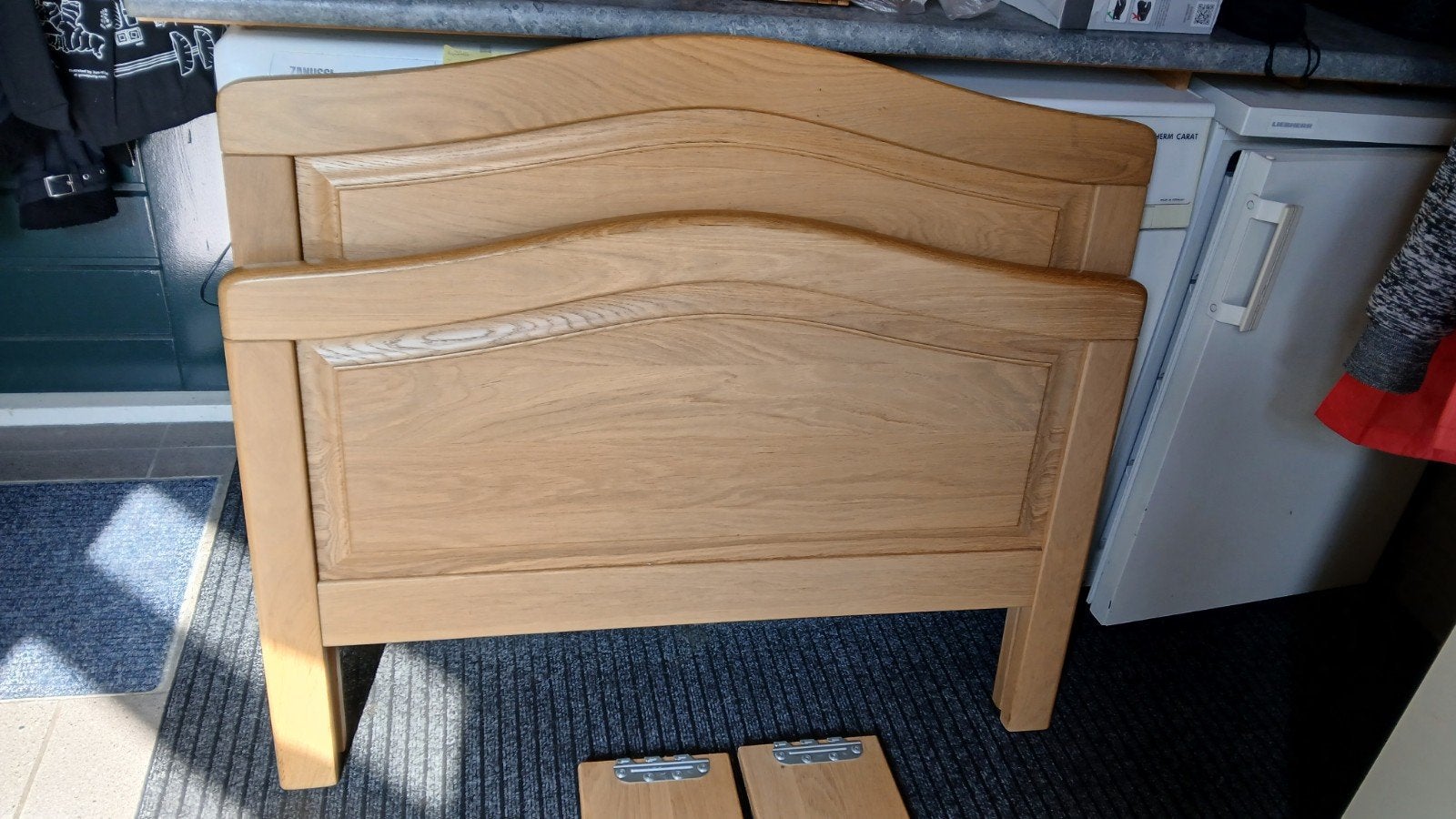 blank eiken 1 persoons bed., 100 cm, Eenpersoons, Beige, Zo goed als nieuw
