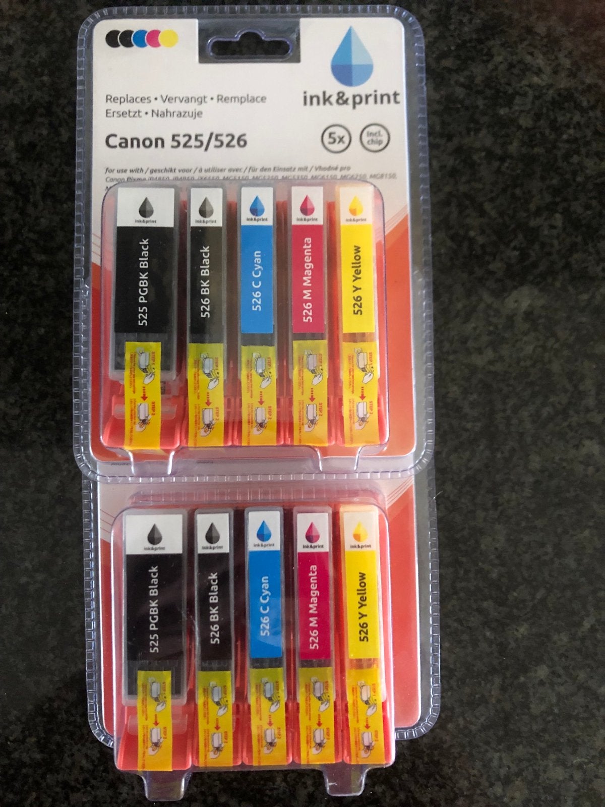 2 Nieuwe Ink & Print Cartridges voor Canon 525/526 (10 stuks, Computers en Software, Printers, Ophalen of Verzenden, Nieuw, Inkjetprinter