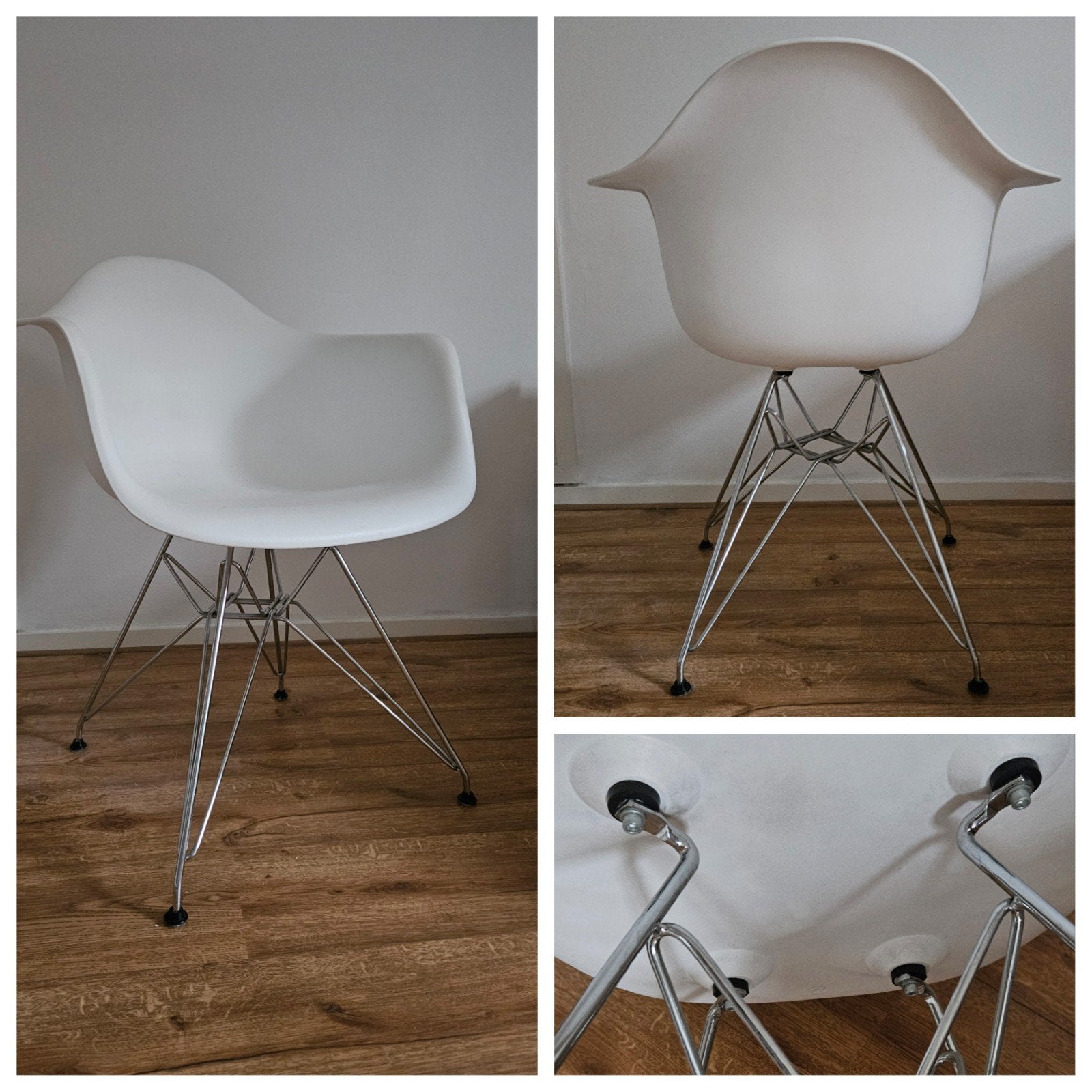 kuipstoel, stoel wit met metaal onderstel. design stoel, Ophalen, Wit, Metaal, Eén