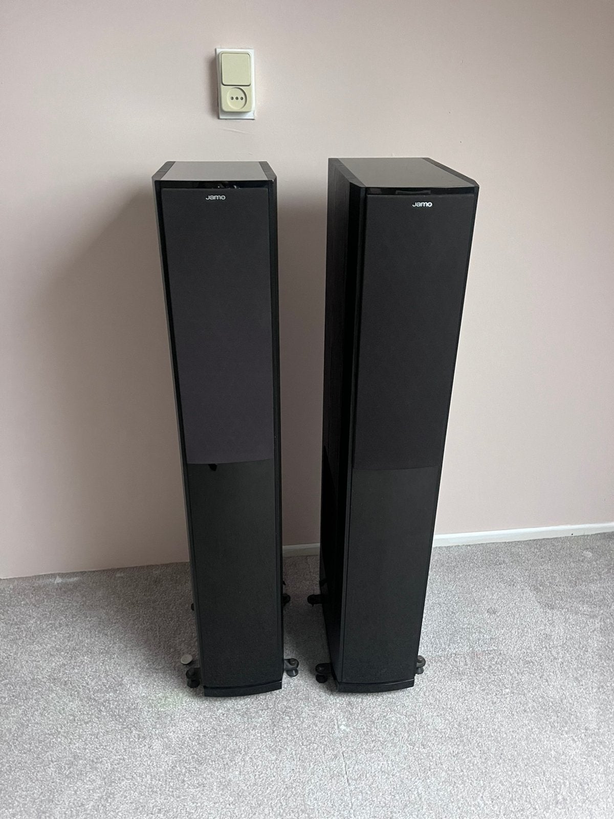 Jamo S 606 HCS 3 vloerstaande speakers, Ophalen, Gebruikt, 120 watt of meer, Front, Rear of Stereo speakers
