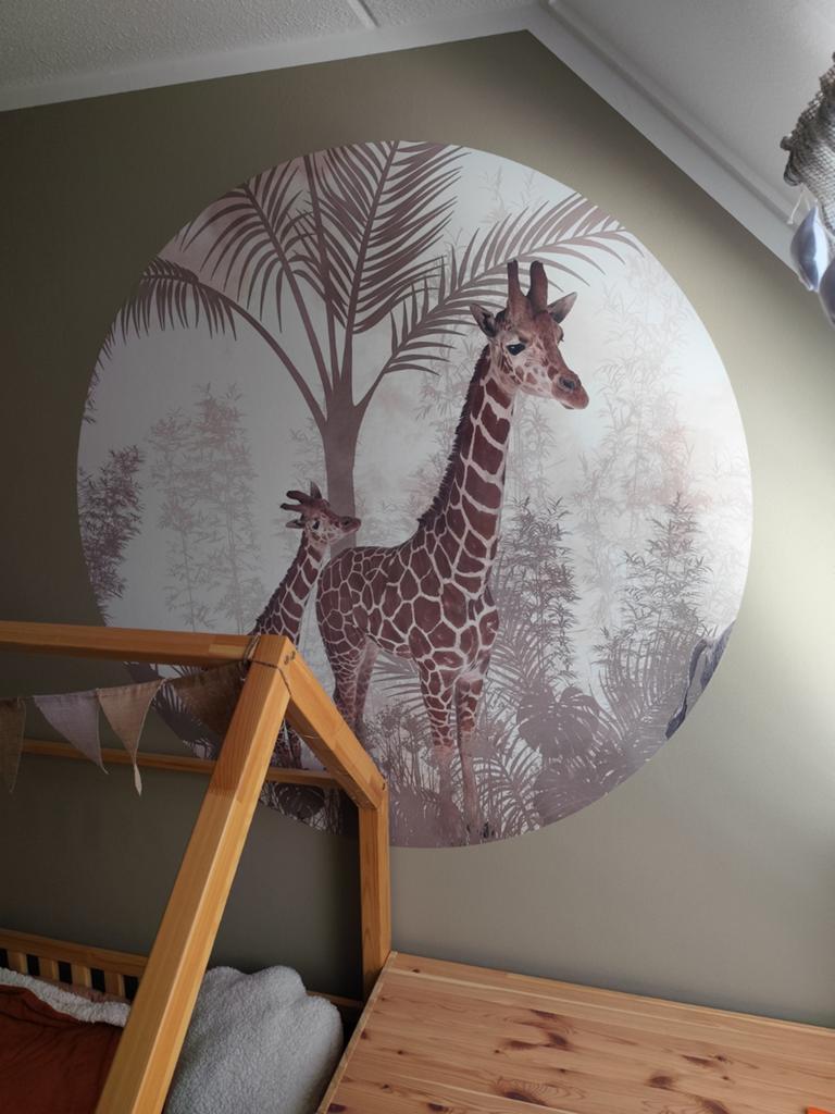 Nieuwwandcirkel met Giraffen - Jungle Thema voor Kinderkamer, Meerkleurig, Textiel, Nieuw, Ophalen of Verzenden