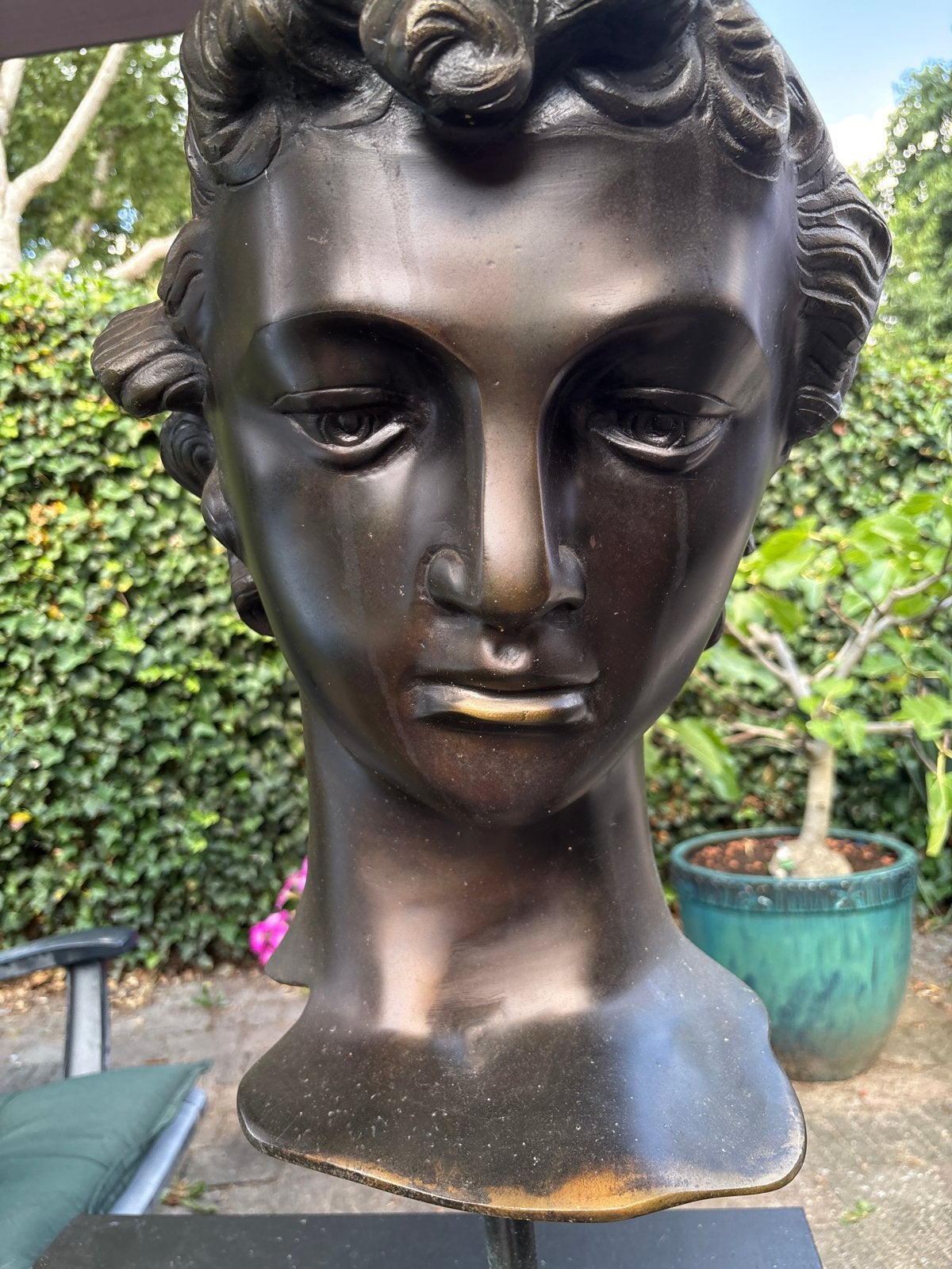 Bronzen buste op marmeren voet - 73 cm hoog, Ophalen, Overige onderwerpen, Buste, 50 - 100 cm
