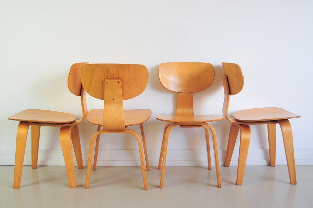 set x4 eettafel stoelen Pastoe SB02, Huis en Inrichting, Gebruikt, Bruin, Vintage, Ophalen of Verzenden