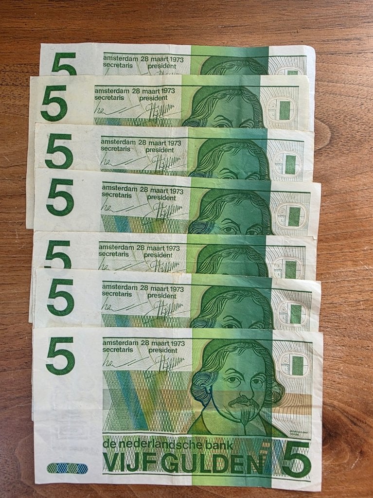 5 gulden 1973 - Joost van den Vondel (7x), Ophalen of Verzenden, 5 gulden, Setje