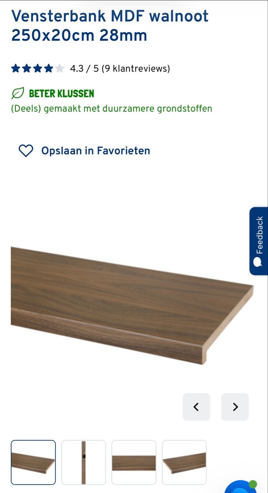3x CanDo Vensterbank MDF walnoot 250x20cm 28mm, Doe-het-zelf en Verbouw, Ophalen, Nieuw