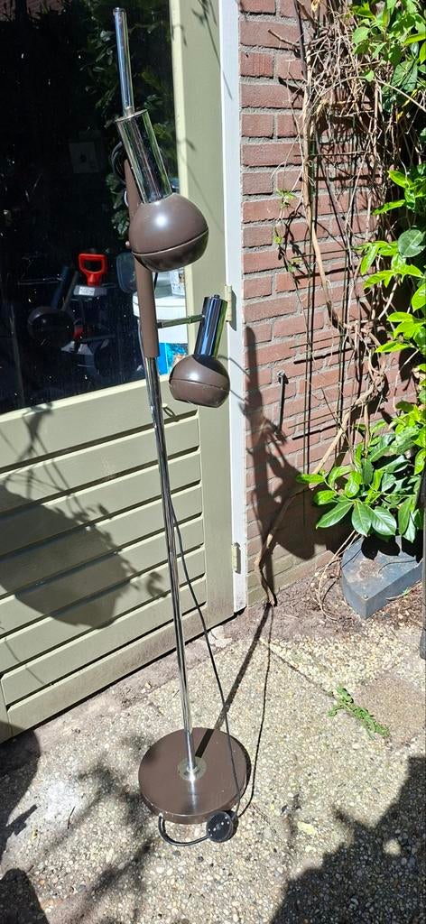 Vintage vloerlamp met twee verstelbare spots, Ophalen of Verzenden