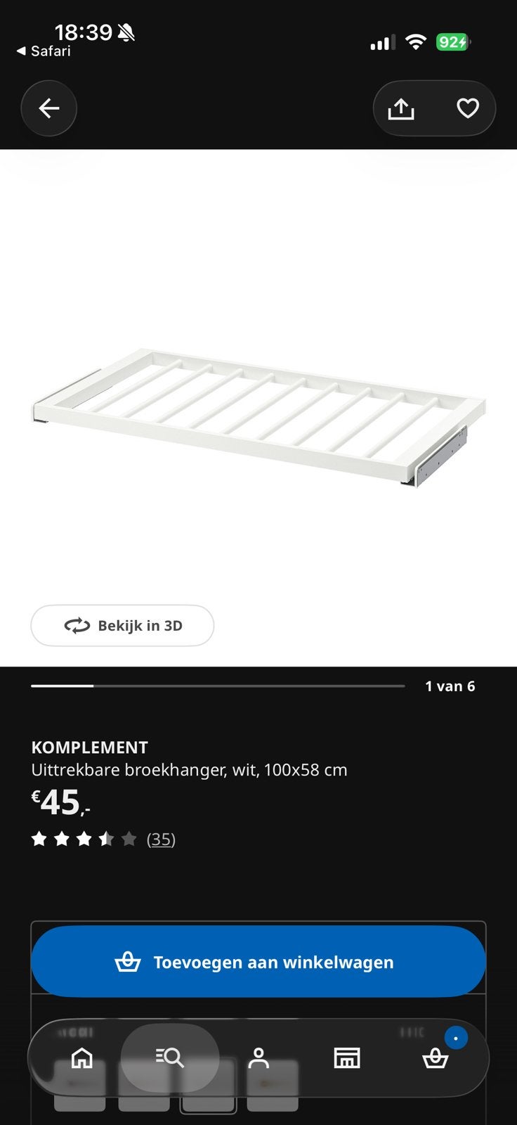 Ikea komplement broeken rek, Ophalen of Verzenden, Zo goed als nieuw