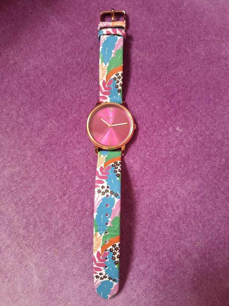 Nieuw kleurrijk horloge van FOSSIL, Leer, Fossil, Polshorloge, Nieuw