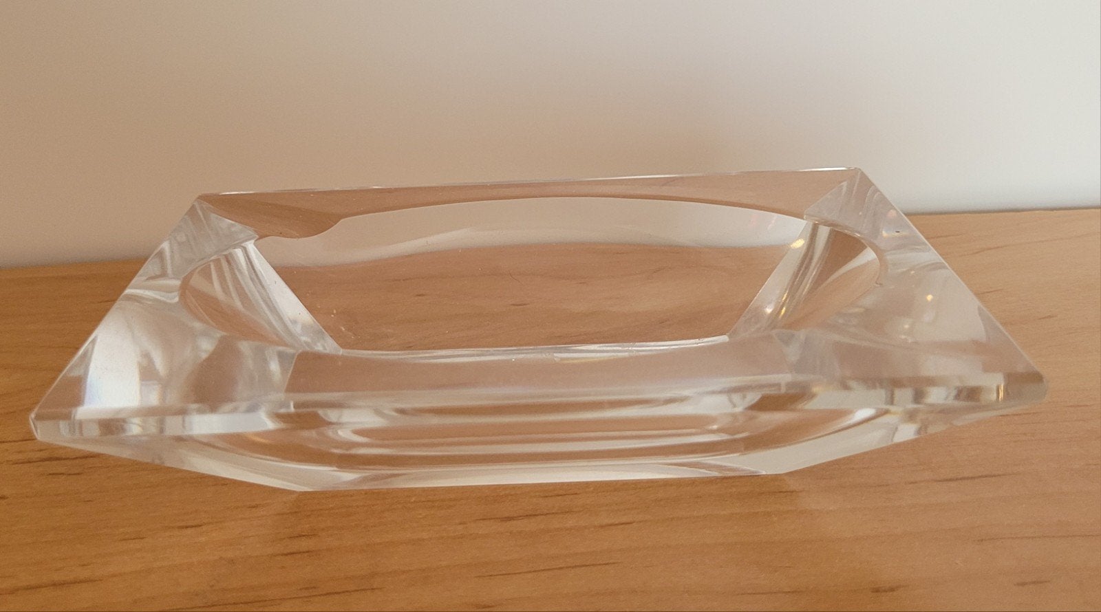 Glazen asbak, vierkant, helder glas, Ophalen of Verzenden
