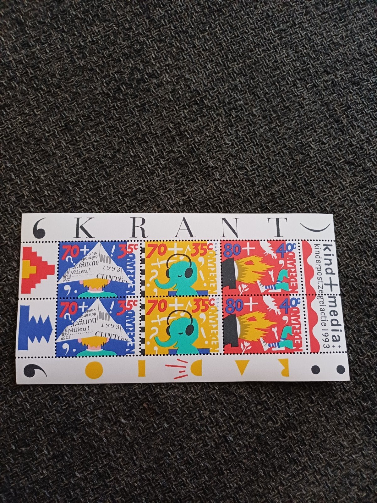 Kinderpostzegels 1993 - Kind+Media velletje, Ophalen of Verzenden, Na 1940, Postfris
