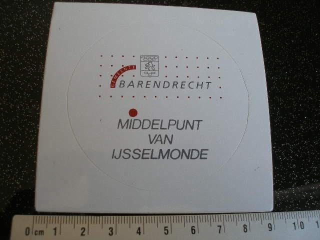 sticker plaats gemeente barendrecht middelpunt ijsselmonde, Verzenden, Zo goed als nieuw, Overige typen