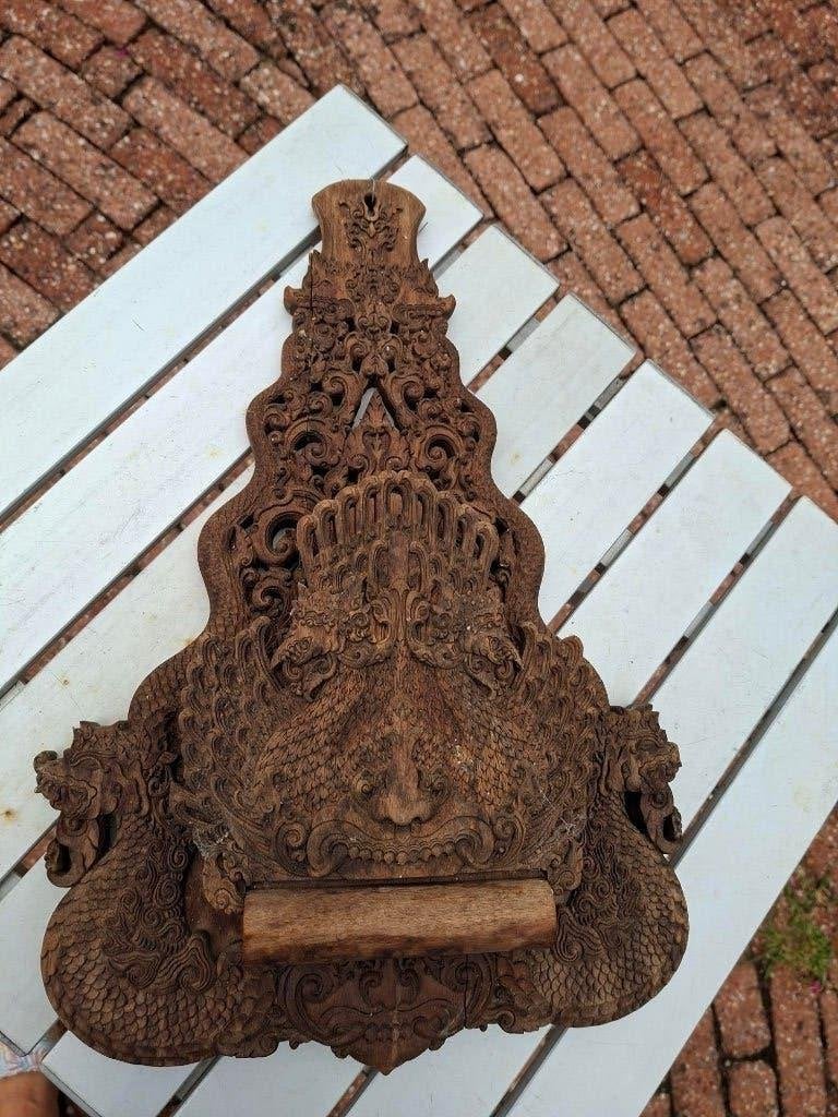 Traditioneel Indonesisch handgesneden  lectuurhouder, Ophalen, Houtsnijwerk, 20 - 50 cm, Hout