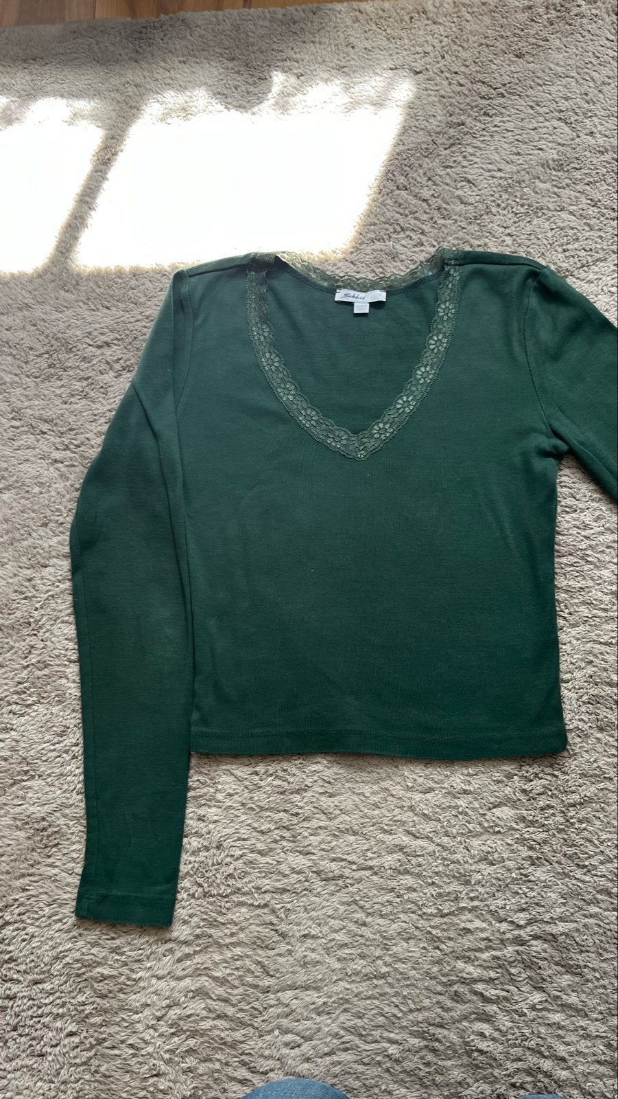Subdued Groene Top met Lange Mouwen en Kant - Maat S, Ophalen of Verzenden, Zo goed als nieuw, Lange mouw, Maat 36 (S)