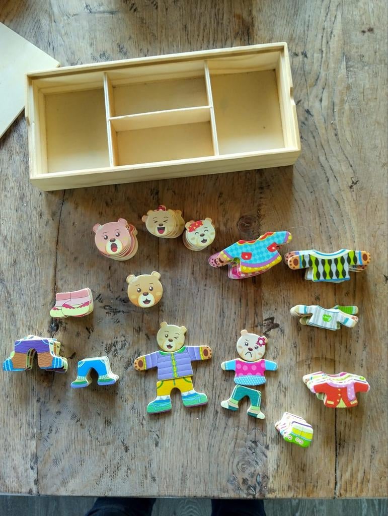 Houten aankleedpuzzel beertjes, Ophalen, Gebruikt, Overige typen