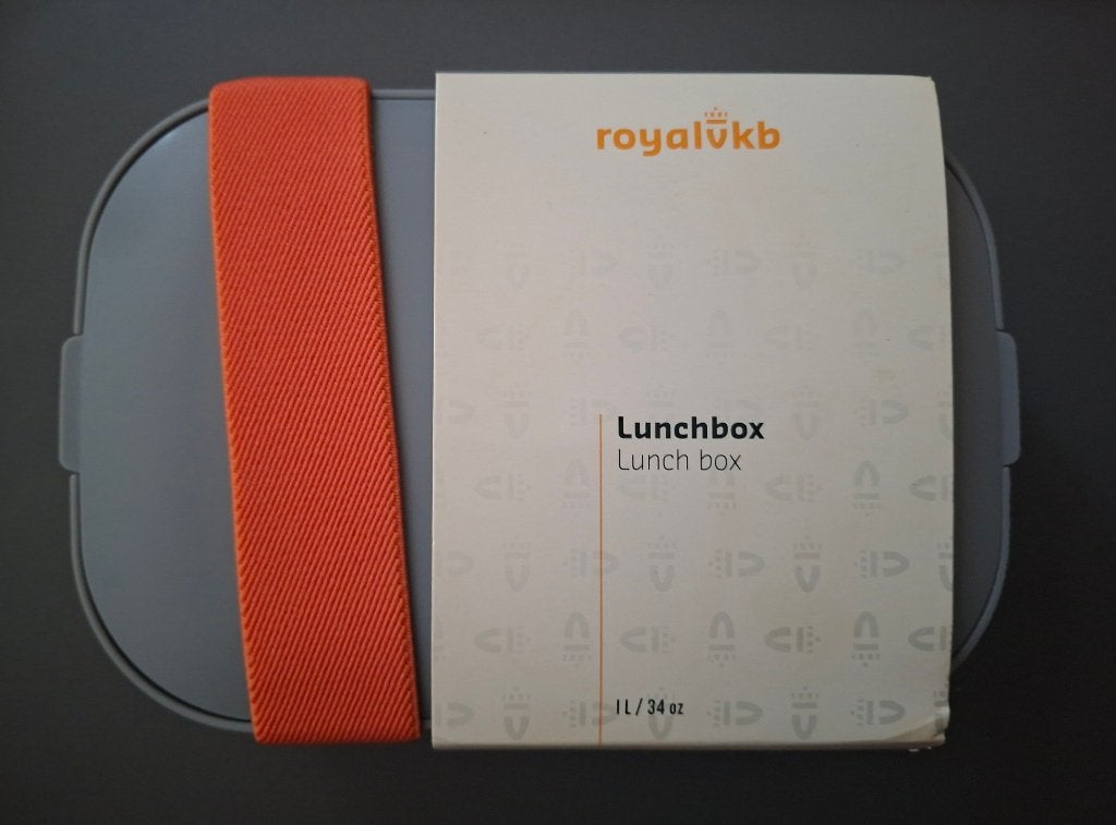 Nieuwe Royal VKB Lunchbox - Grijs met Oranje Band, Kunststof, Nieuw, Ophalen of Verzenden, Broodtrommel