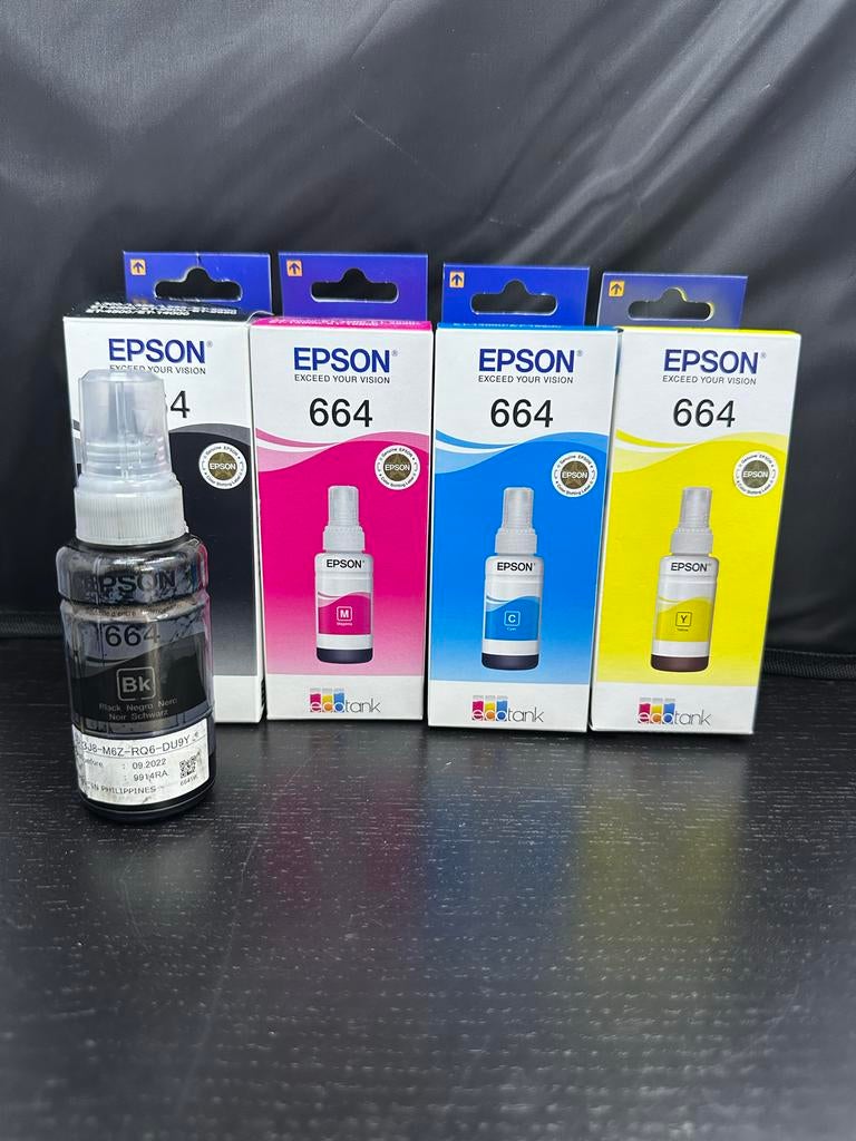 Epson 664 EcoTank inkt set (CMY nieuw + zwart 80%), S, G, Cartridge, Nieuw