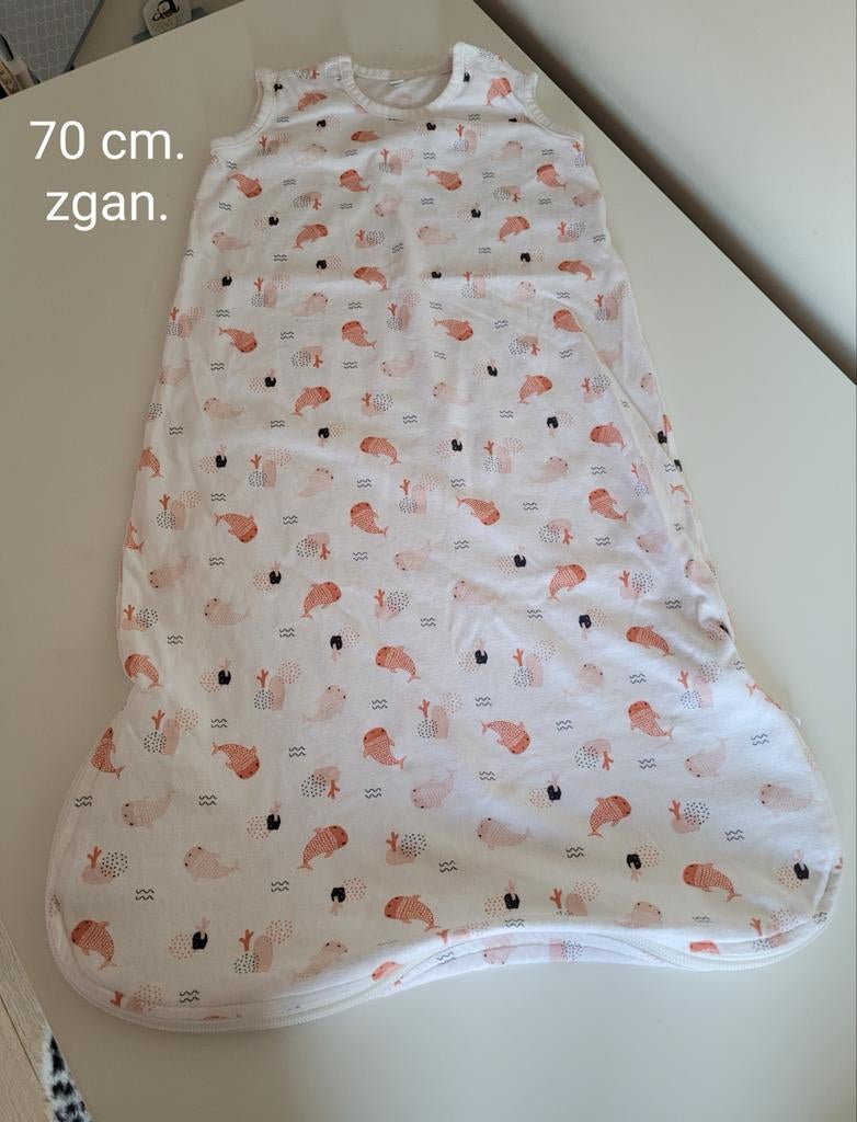 Slaapzak 70 cm met vissenprint, zgan, Ophalen of Verzenden, Zo goed als nieuw, Minder dan 70 cm, Slaapzak