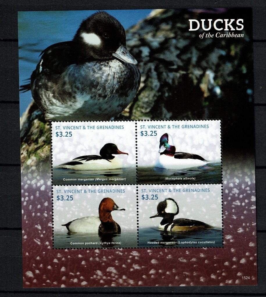 ST VINCENT 2015 PF BLOK EENDEN DUCKS VOGELS BIRDS 1, Ophalen of Verzenden, Postfris, Dier of Natuur