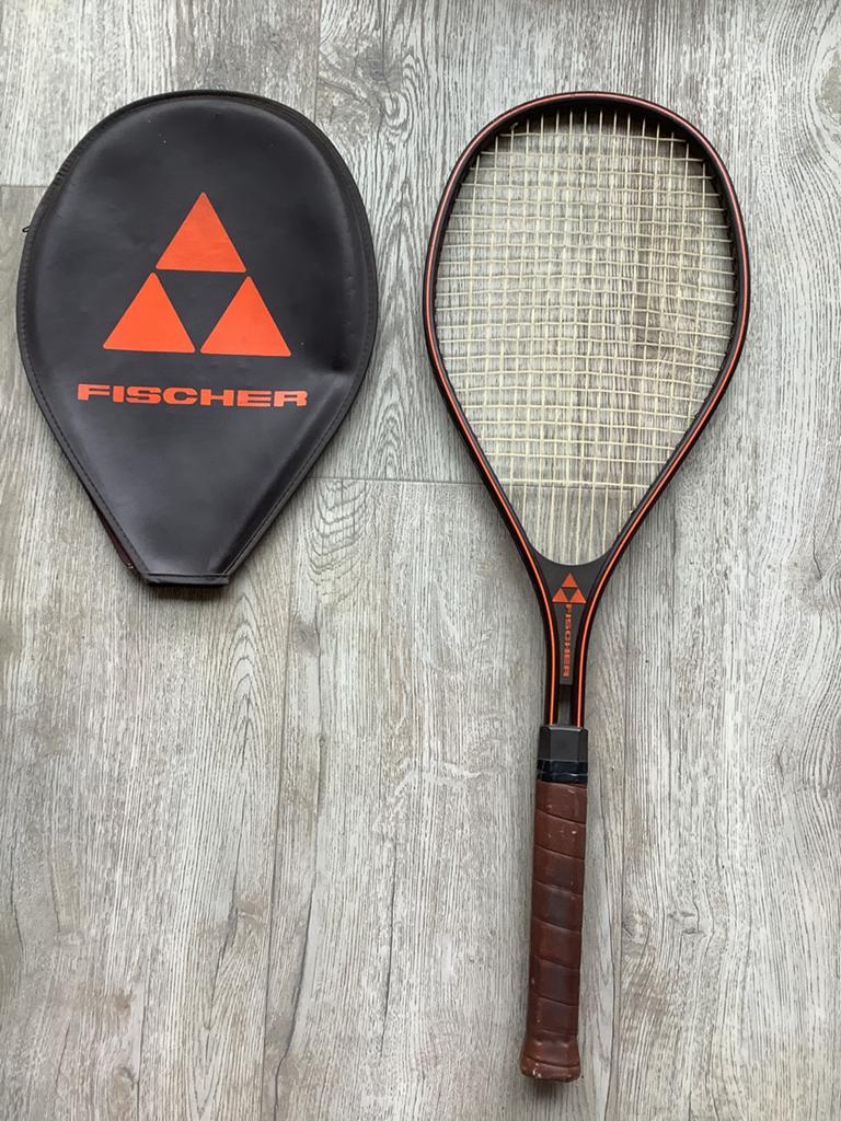 Vintage Fischer Penta Mid tennisracket met hoes, Overige merken, Gebruikt, L4, Ophalen of Verzenden