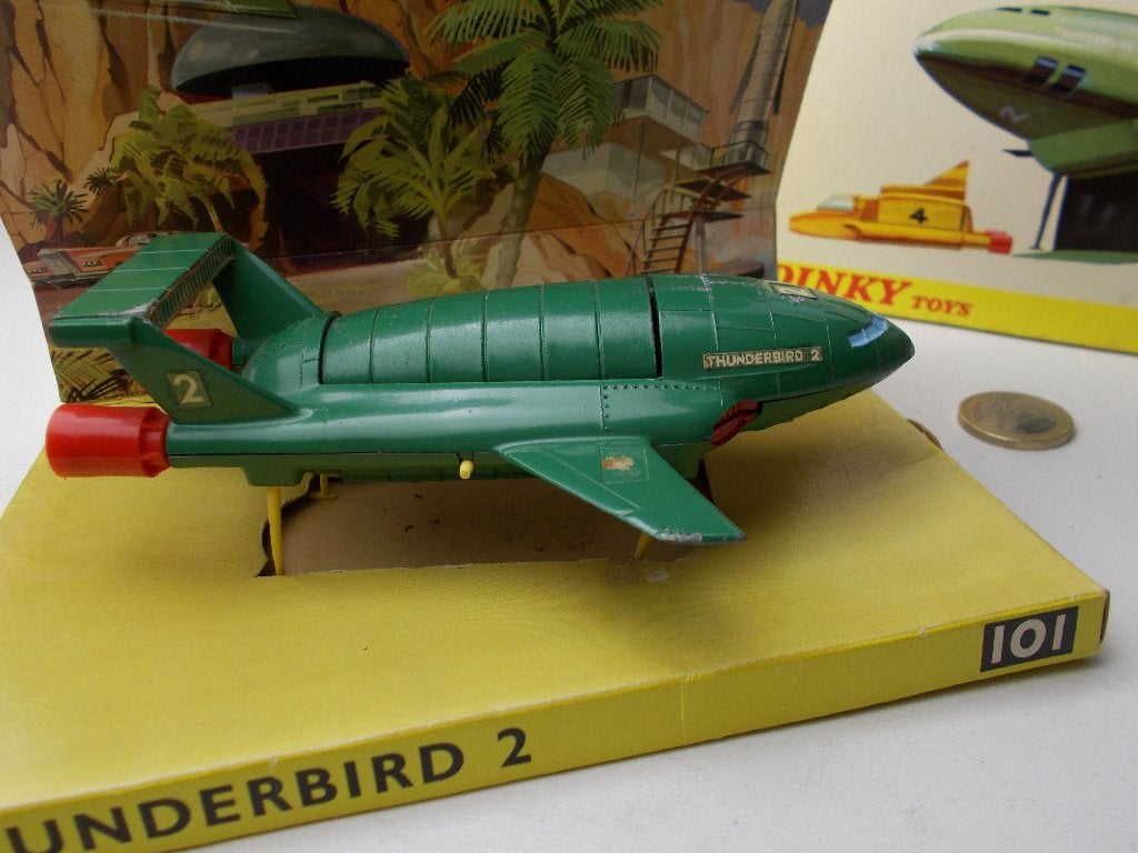 1966 Dinky Toys 101 THUNDERBIRDS 2 + BINNEN/BUITEN DOOS!, Ophalen of Verzenden, Zo goed als nieuw, Auto, Dinky Toys