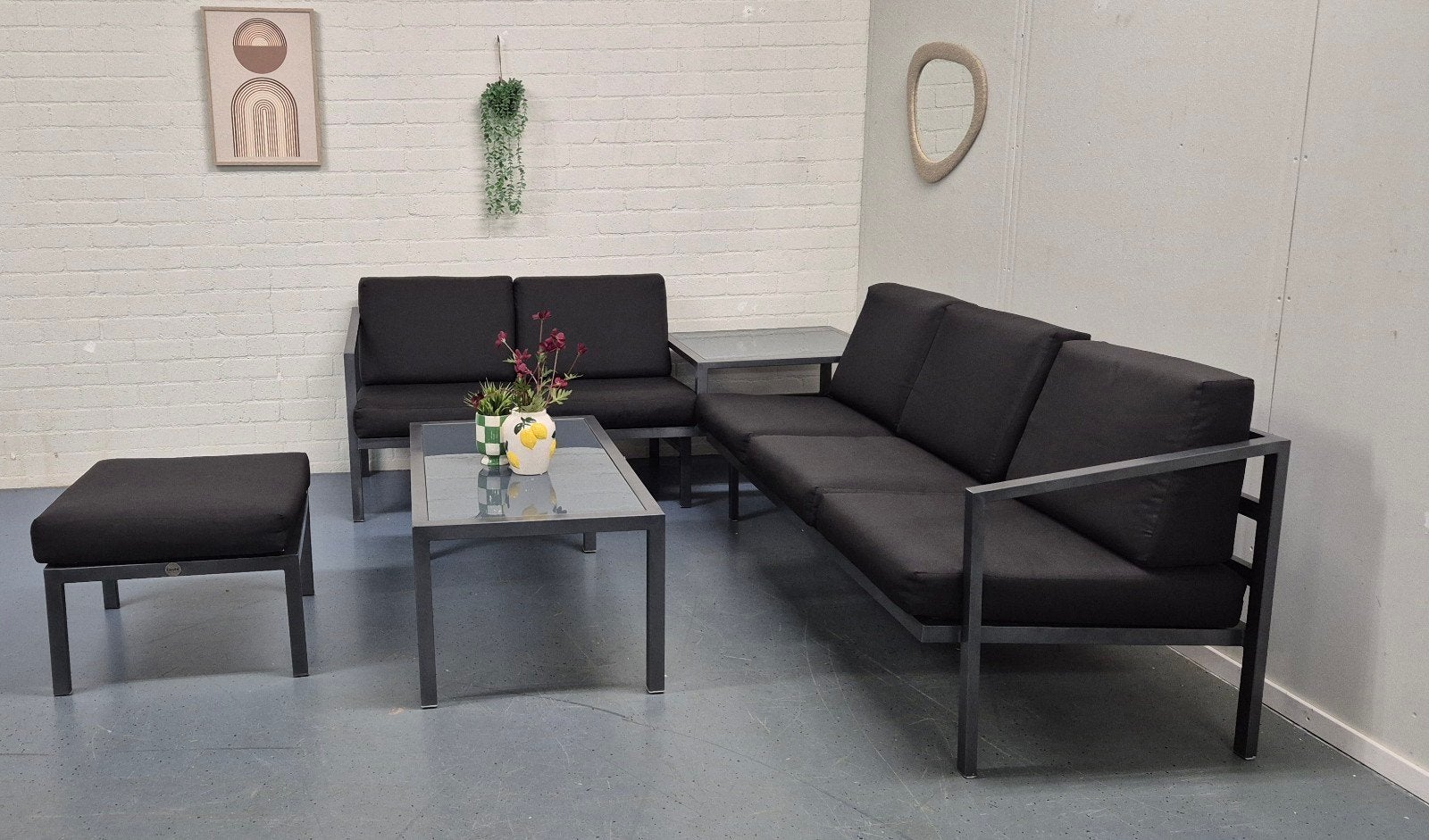 Loungeset | antraciet | aluminium | 263x197 | 6 personen, Ophalen, ., 6 zitplaatsen, Aluminium