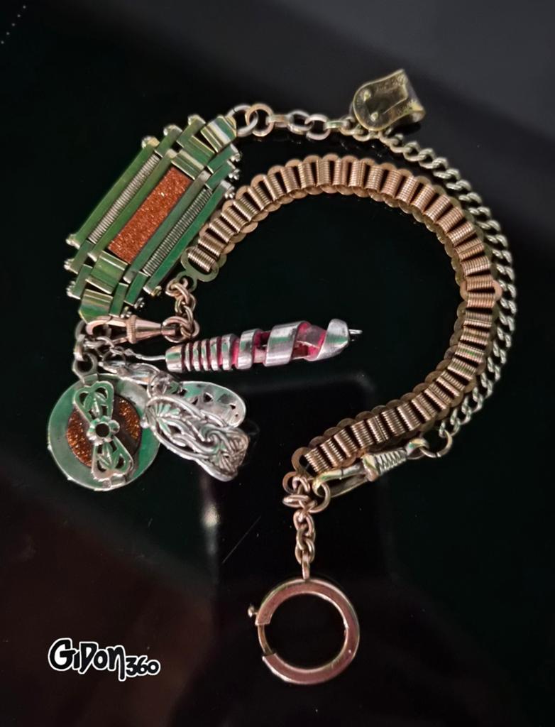 Antiek Jakob Bengel chain, gold plated chain,Silver fobs, Verzenden, Zilver