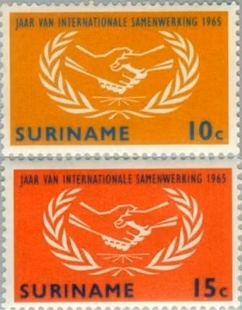 Suriname 1965 - nvph 425-426 - Internationale samenwerking, Ophalen of Verzenden, Postfris