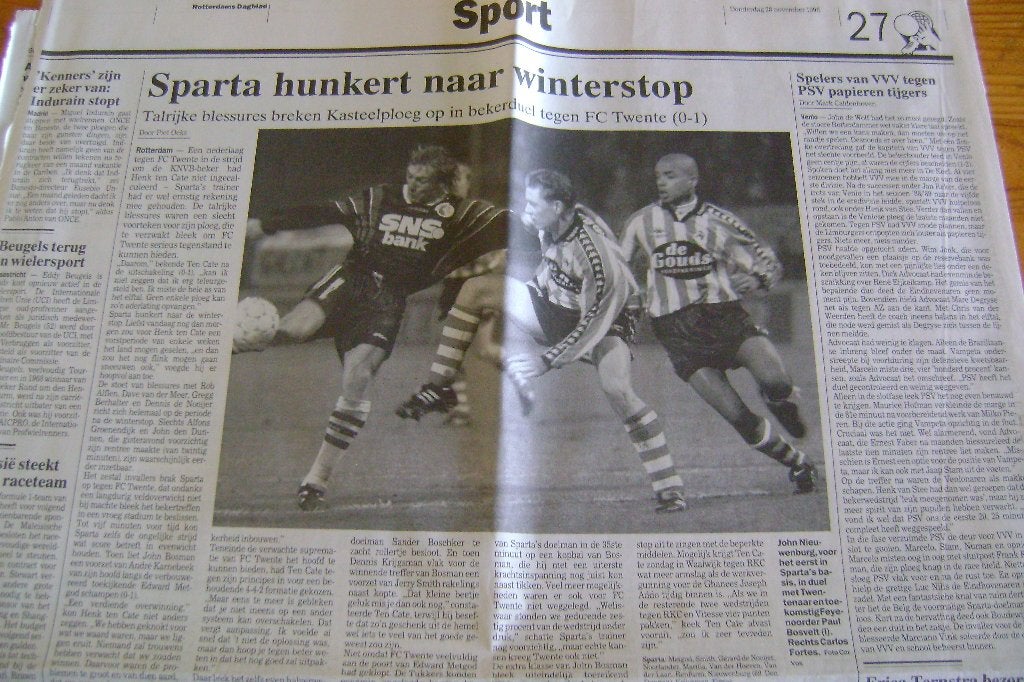 krantenverslag Sparta-FC Twente  0-1 28-11-1996, Ophalen of Verzenden, Gebruikt, F.C. Twente