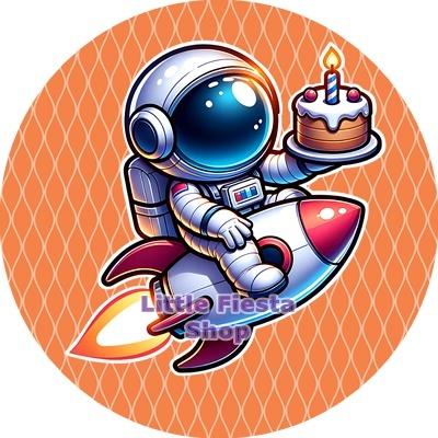 L2225 ouwel astronaut raket 20x4,7cm eetbare cupcake rondje, Ophalen of Verzenden, Nieuw, Cupcakes, Versiering