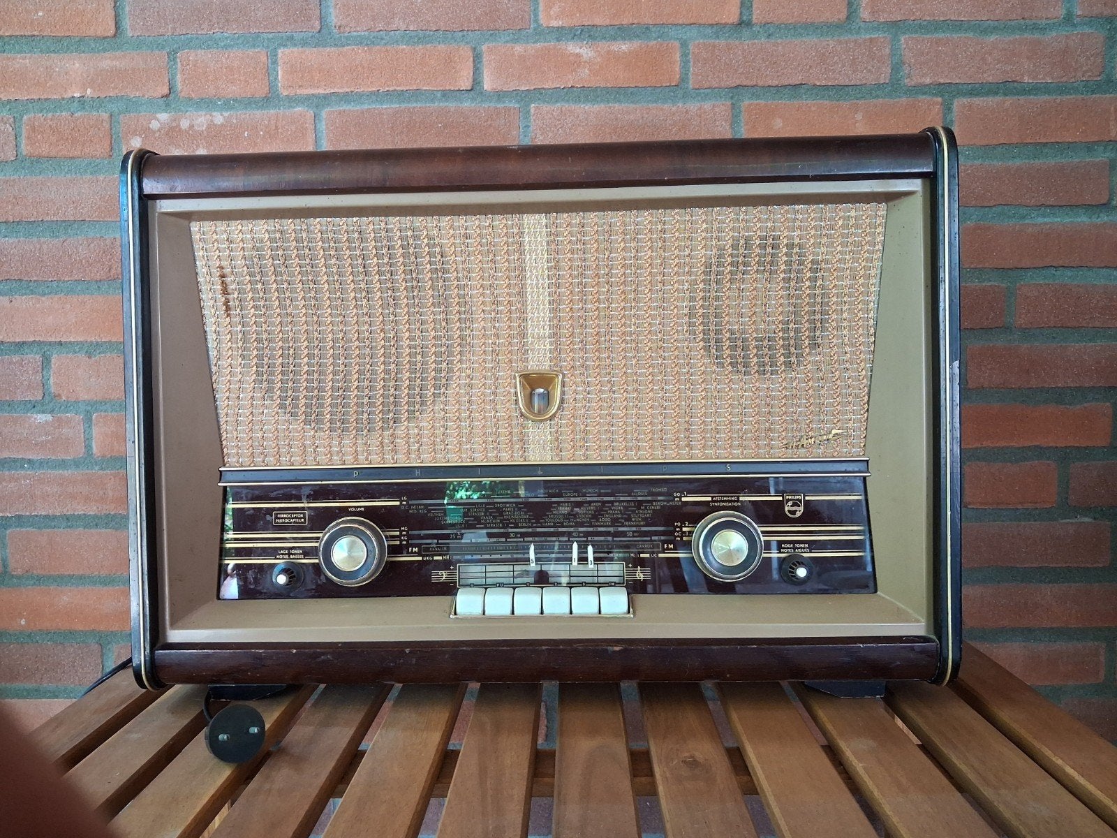Vintage Philips Bi-Ampli Buizenradio, Audio, Tv en Foto, Radio's, Ophalen, Gebruikt, Radio