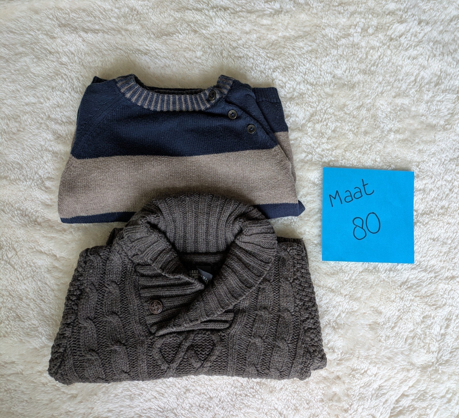 2 warme jongens truien - Maat 80, Kinderen en Baby's, Babykleding | Overige, Ophalen, Gebruikt, Onbekend, Jongetje